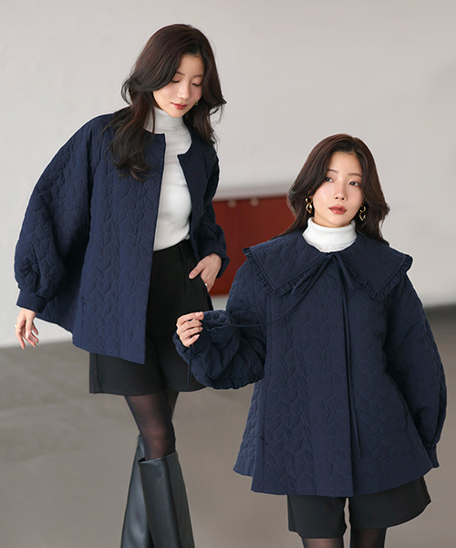 エムズグレイシー 2way ダイヤモンドキルティング ダウンコート 40 紺色 RUIRUE BOUTIQUE（ルイルエブティック） レディース キルティング
