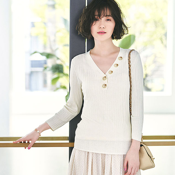 RUIRUE BOUTIQUE レディース トップス リブニット 春コーデ 長袖