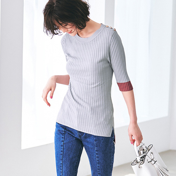 RUIRUE BOUTIQUE レディース トップス リブニット 春コーデ 半袖