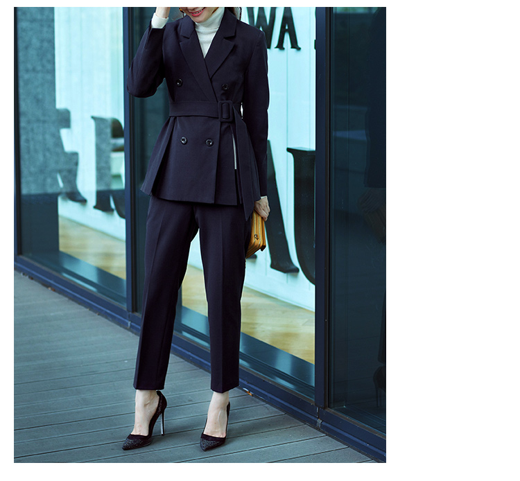 23303円 【在庫限り】 DXMRWJ 秋と冬の女性のオフィスのスーツの緩い二重抽選パンツスーツの女性韓国の服ブレザー2ピースセット女性 Color : A Size M code