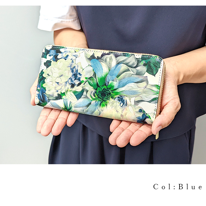 本革 長財布 イタリア製 フラワー 花柄 花 財布 レディース 長サイフ