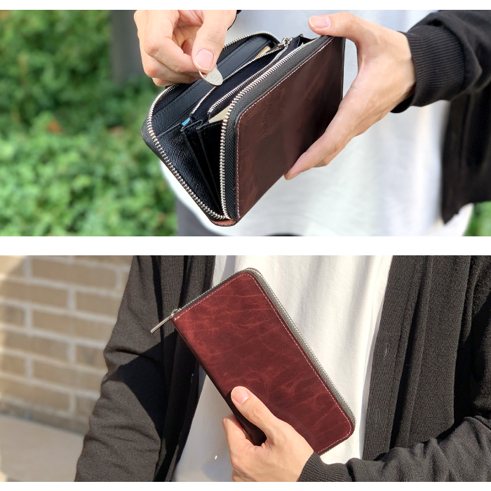 長財布 財布 メンズ 本革 牛革 ヌメ革 サイフ さいふ ウォレット 革