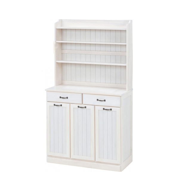 キッチン 収納 ゴミ箱上 おしゃれ ゴミ箱収納  ダストボックス付き食器棚 87cm 木製 カントリー キッチンボード