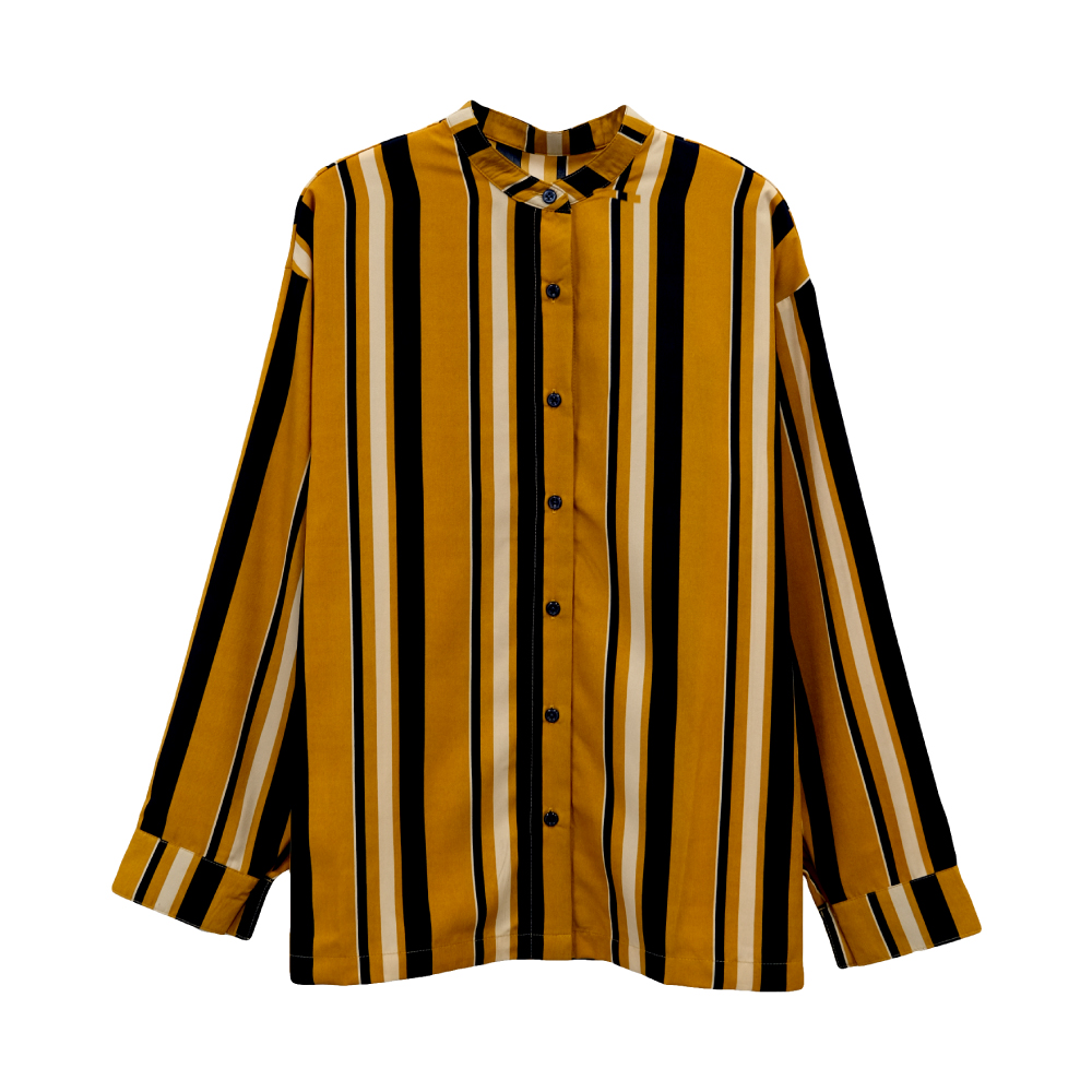 adabat イエロー ストライプ インナーシャツ リラックスバックプリーツシャツ＜イエローストライプ＞(XS イエロー