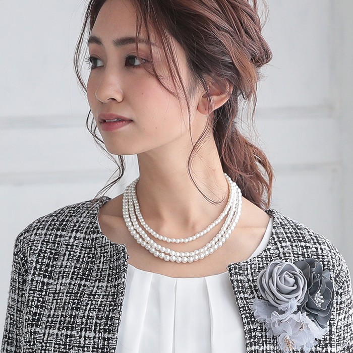 ネックレス レディース パールビーズ 白 ホワイト 3連 アジャスター アクセサリー デイリー パーティー 結婚式 フォーマル エレガント フェミニン 上品 ギフト 大人 女性 おしゃれ おすすめ 夏新作 夏の新作 夏物 公式 Aquagarage アクアガレージ