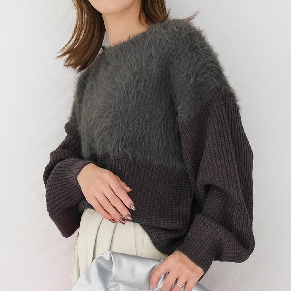 ラグジュアリーシャギートップス 楽天市場】シャギーニットラウンドネックトップス レディースシャギー