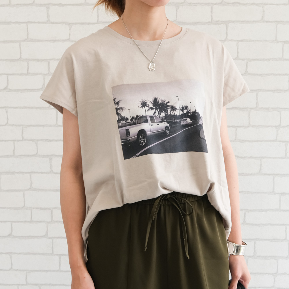 aquagarage フォトプリントTシャツ レディース 春 夏 M≪ゆう