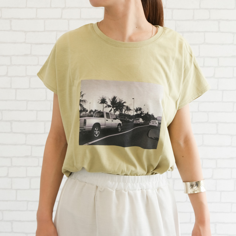 aquagarage フォトプリントTシャツ レディース 春 夏 M≪ゆう