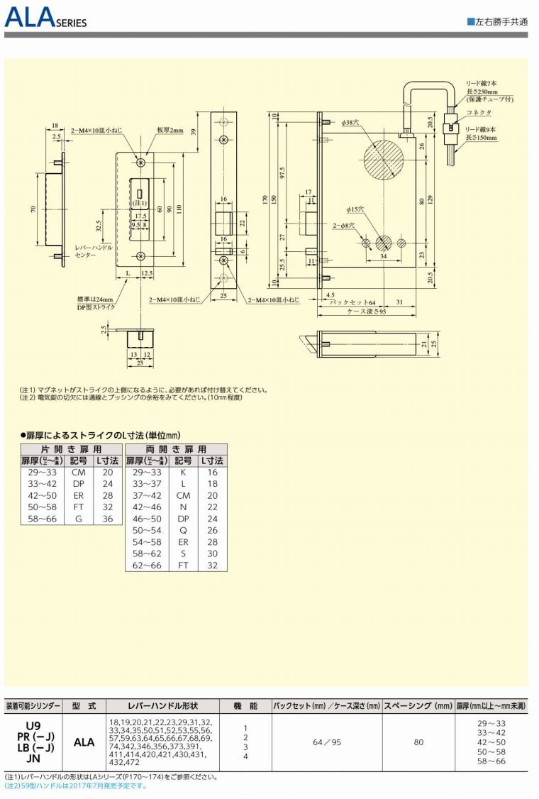 ＭＩＷＡ Ｕ９ＡＬＡ３Ｎ２０−１パナソニック仕様 玄関用電気錠(瞬時通電施解錠型)２ ＢＳ６４ 扉厚３３〜４２ｍｍキー３本【在庫品】 :  ala3n20-1 : セキュリティショップ ルナ - 通販 - Yahoo!ショッピング