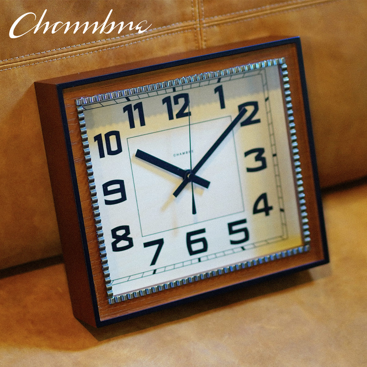 BRASS RECTANGLE CLOCK -WOODDIAL- 【CAFE BROWN】 | 