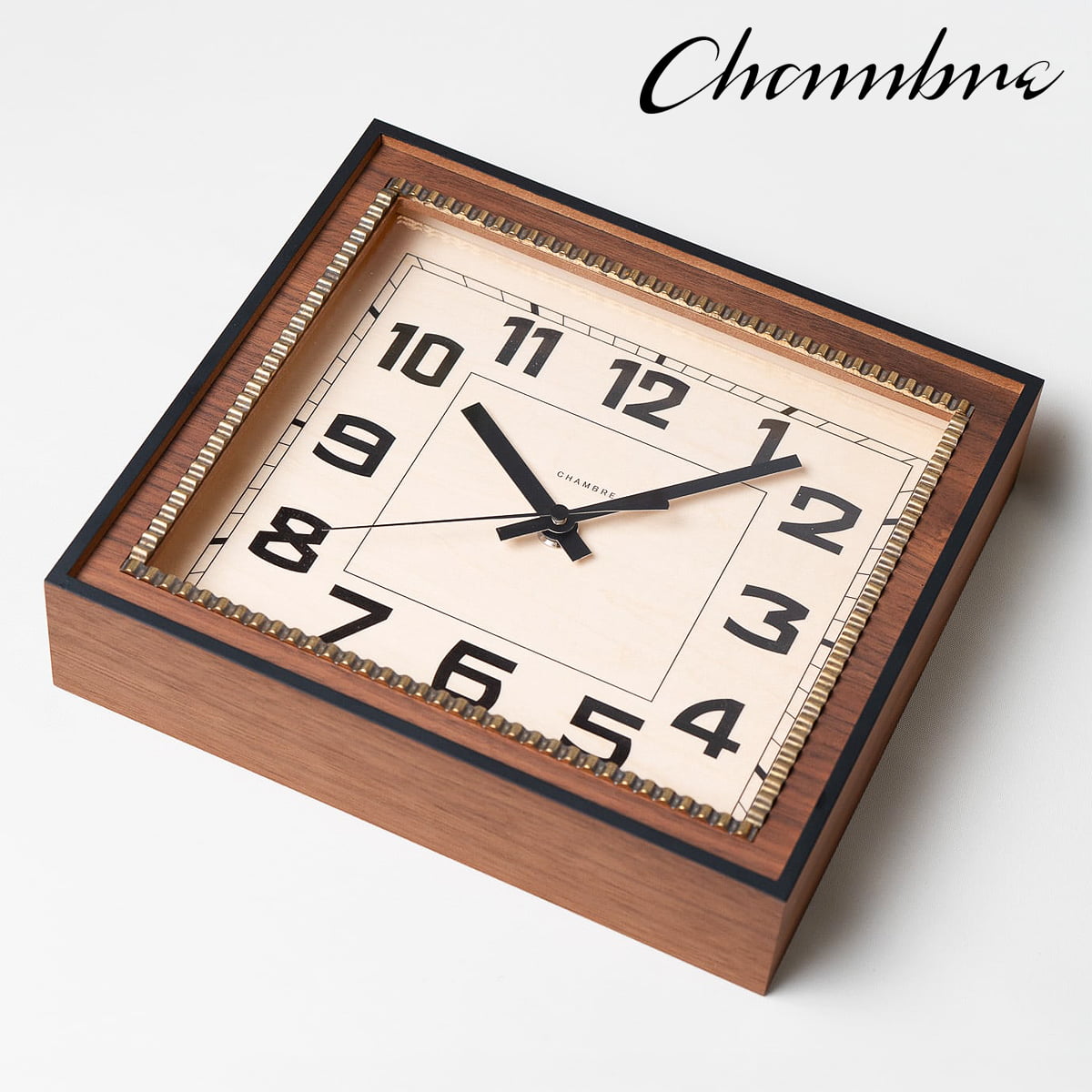 BRASS RECTANGLE CLOCK -Solid- �yWALNUT�z