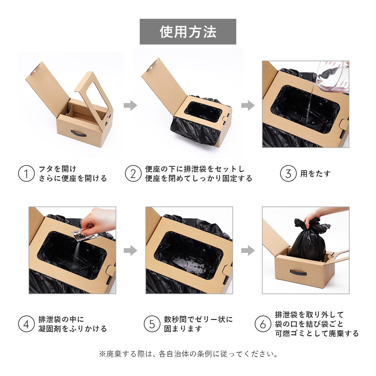 緊急用トイレキット（10個入）ダンボール製簡易トイレ付き×２個セット | 東洋ケース | 09