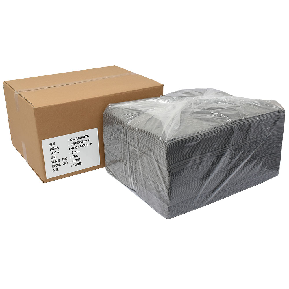 mita 水油吸収シート (吸水 / 吸油 両用)  400 x 500mm 厚み3mm 吸収量0.76L 100枚 業務用 |  | 06