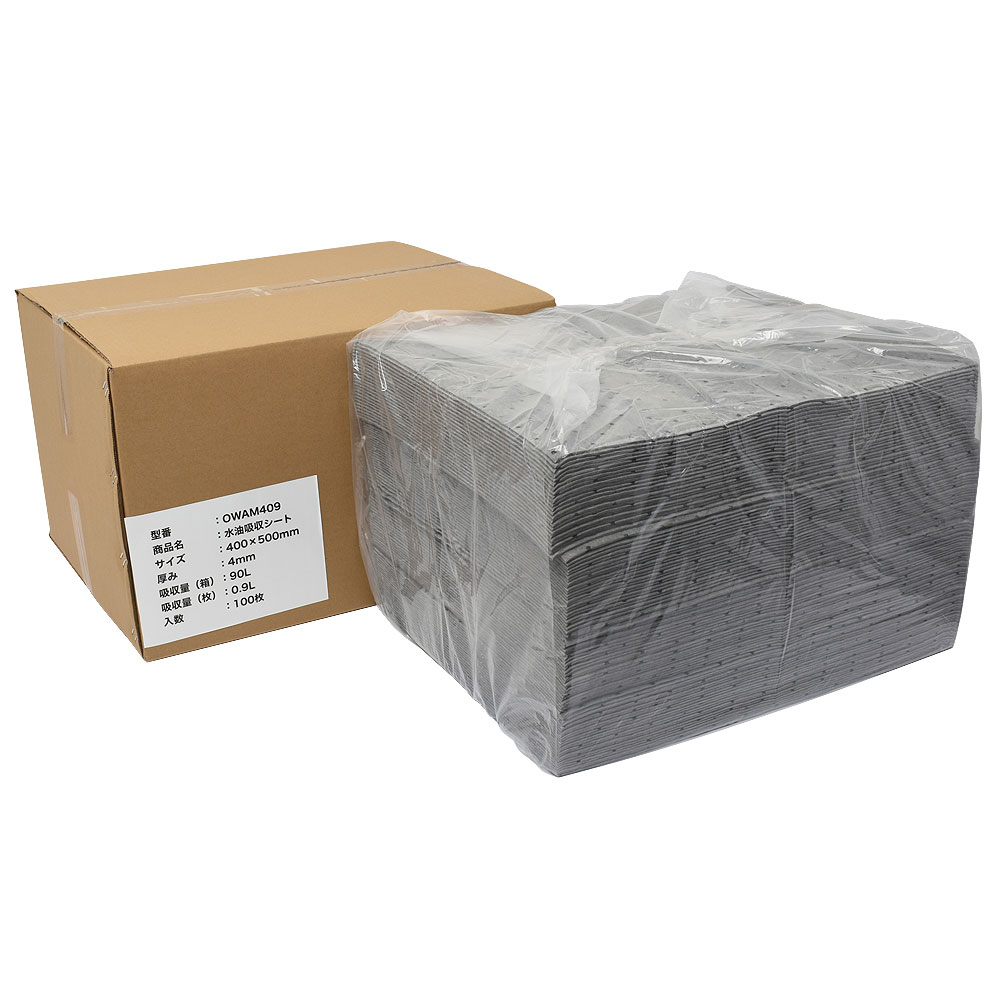 mita 水油吸収シート (吸水 / 吸油 両用)  400 x 500mm 厚み4mm 吸収量0.9L 100枚 業務用 |  | 06