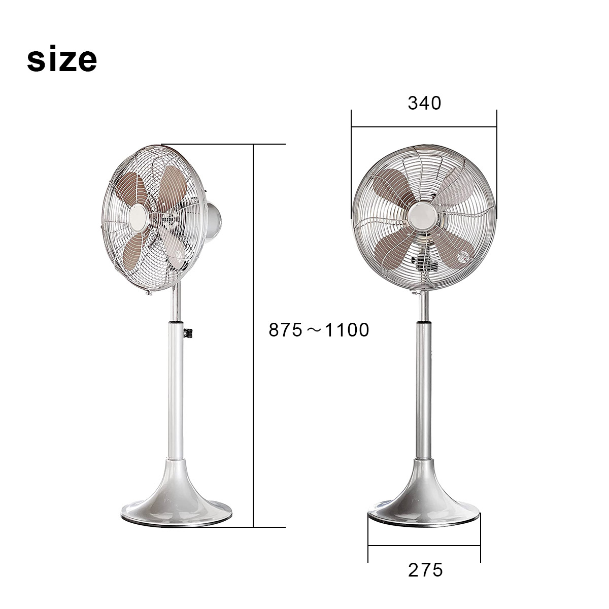 新登場 RETRO FAN FLOOR レトロファン フロア シルバー SILVER 扇風機 サーキュレーター フロアファン アメリカ ヴィンテージ  空調家電 首振り 省エネ 3段階風量調節 新生活 引っ越し HEROMSA ハモサ