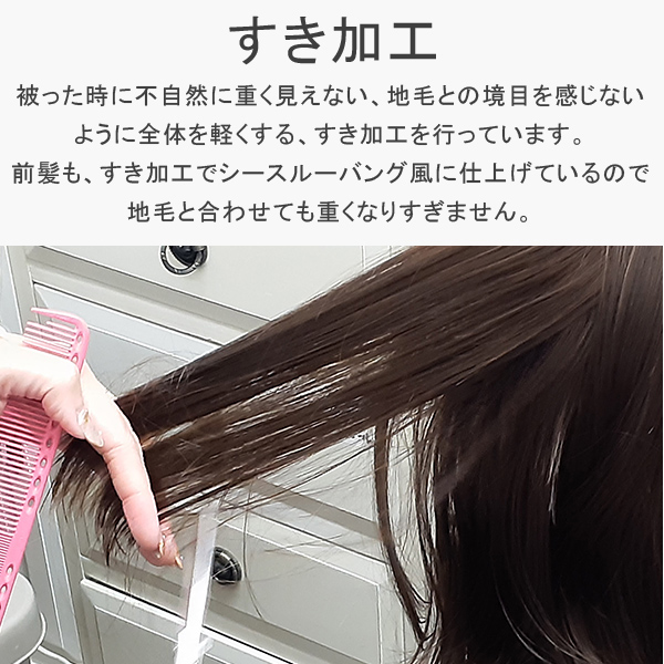 サロン仕上げ ヘアピース ロング シースル カバーウィッグ JUST5薄毛の
