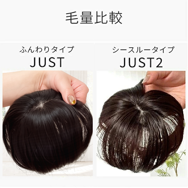 簡単装着 ヘアピース 「JUST分け目タイプ」 返品・カラー交換OK 頭頂部