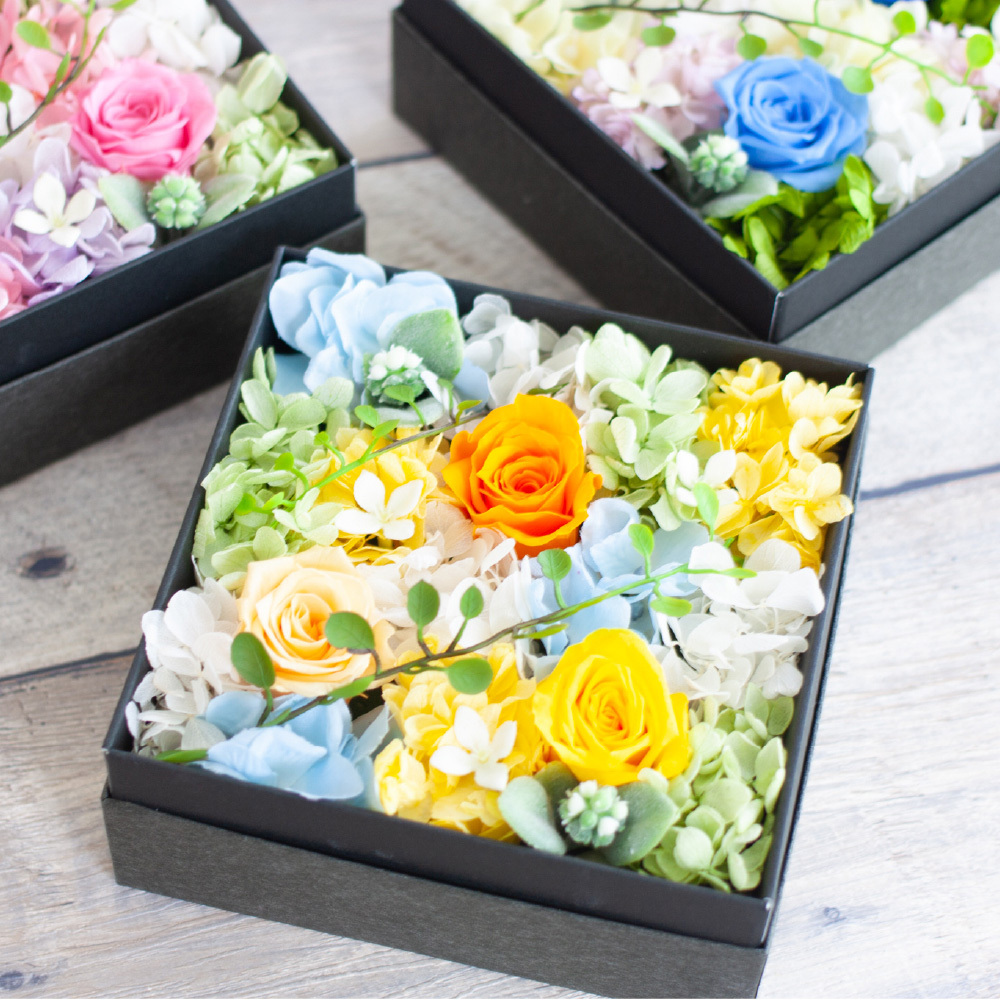 母の日 ギフト 花 プリザーブドフラワー カラフル ボックス