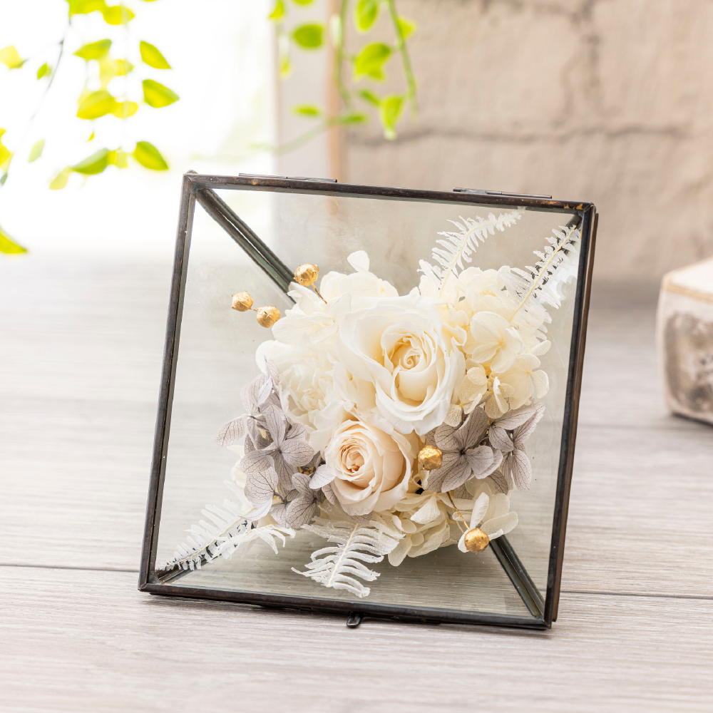 プリザーブドフラワー ギフト 花 ルシュ ガラスフレーム 誕生日