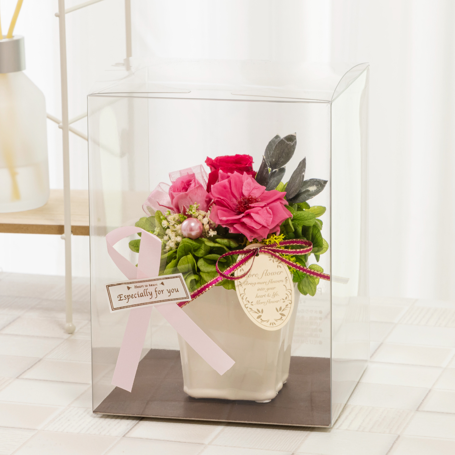 プリザーブドフラワー ギフト 花 マリアンヌ クリアケース入り 誕生日