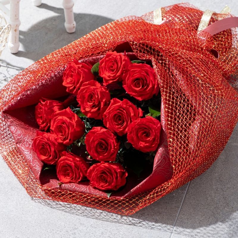 プリザーブドフラワー ギフト 花 ローズブーケ 花束 12本 赤い薔薇