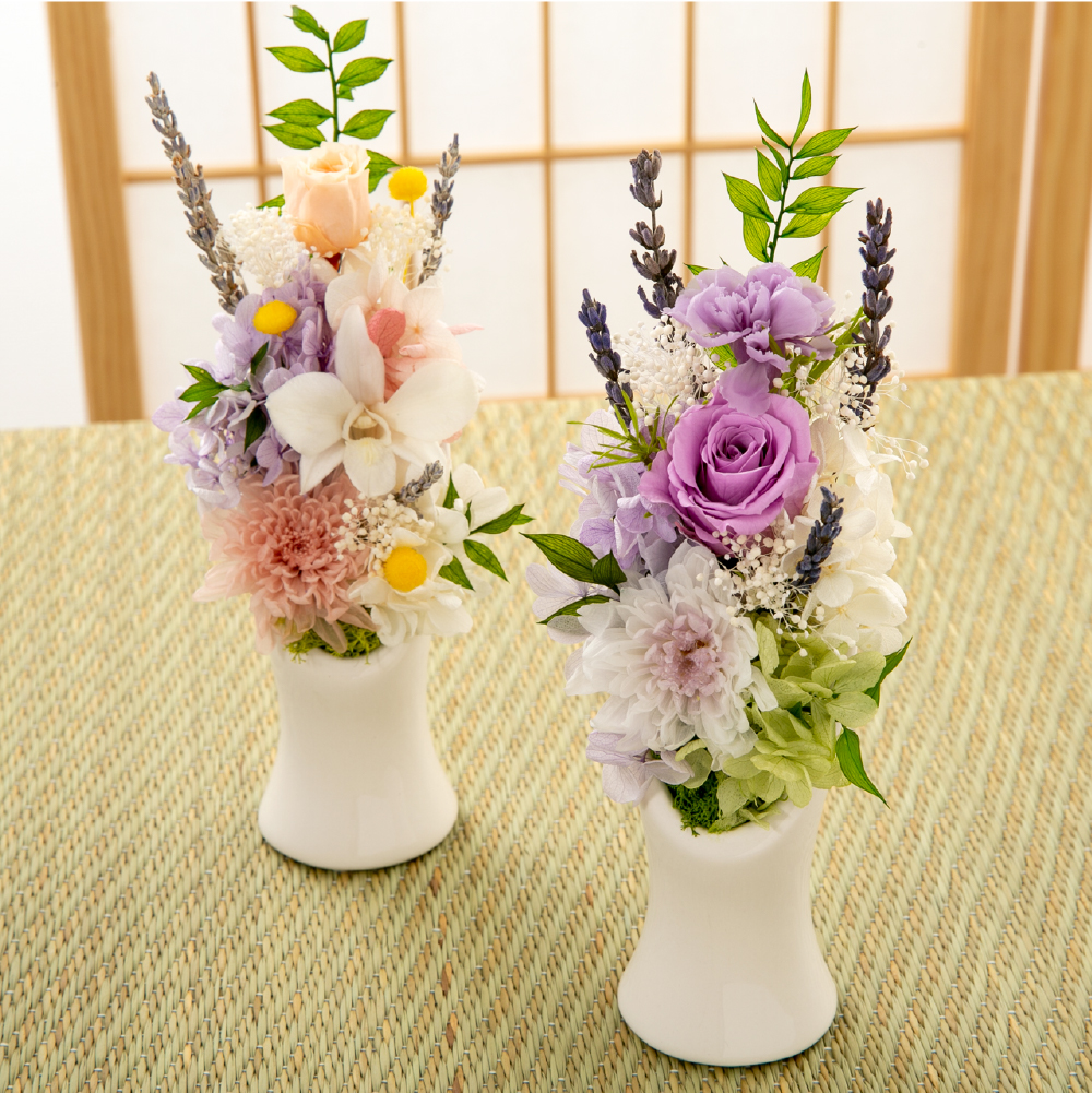 お供え 花 プリザーブドフラワー 仏花 紬 供花 仏壇用 祭壇 一周忌 三