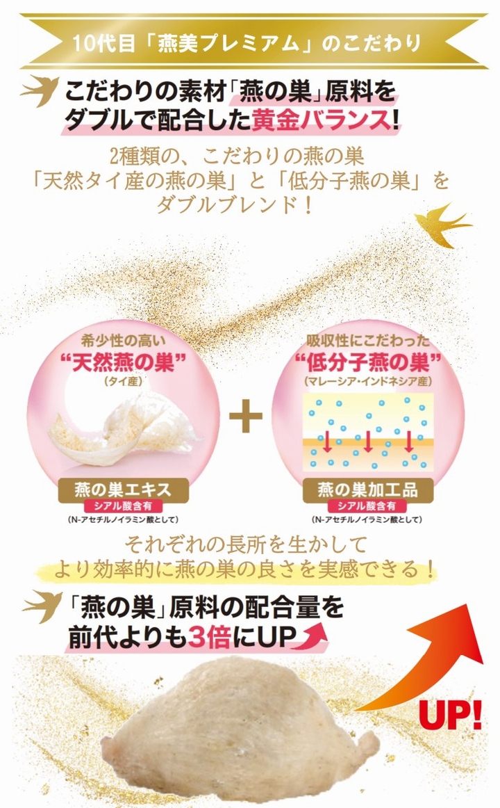 美肌効果♪コスパ高！リピーター様続出❗️天然燕の巣 燕角100g EGF シアル酸 燕美（えんび）30包 ×お得3箱《10代目です、W燕の巣食品、ツバメ