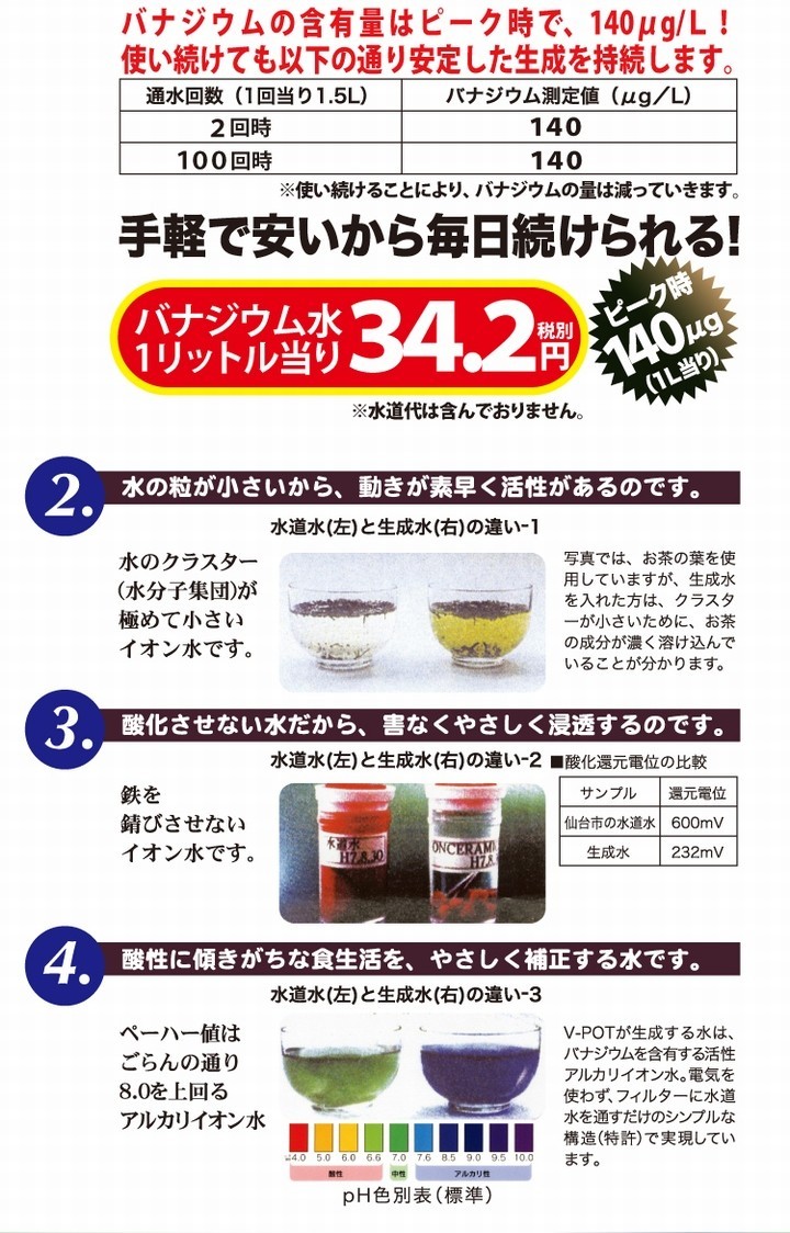 V−POT(ブイ・ポット) バナジウム整水器 浄水器 本体《バナジウム