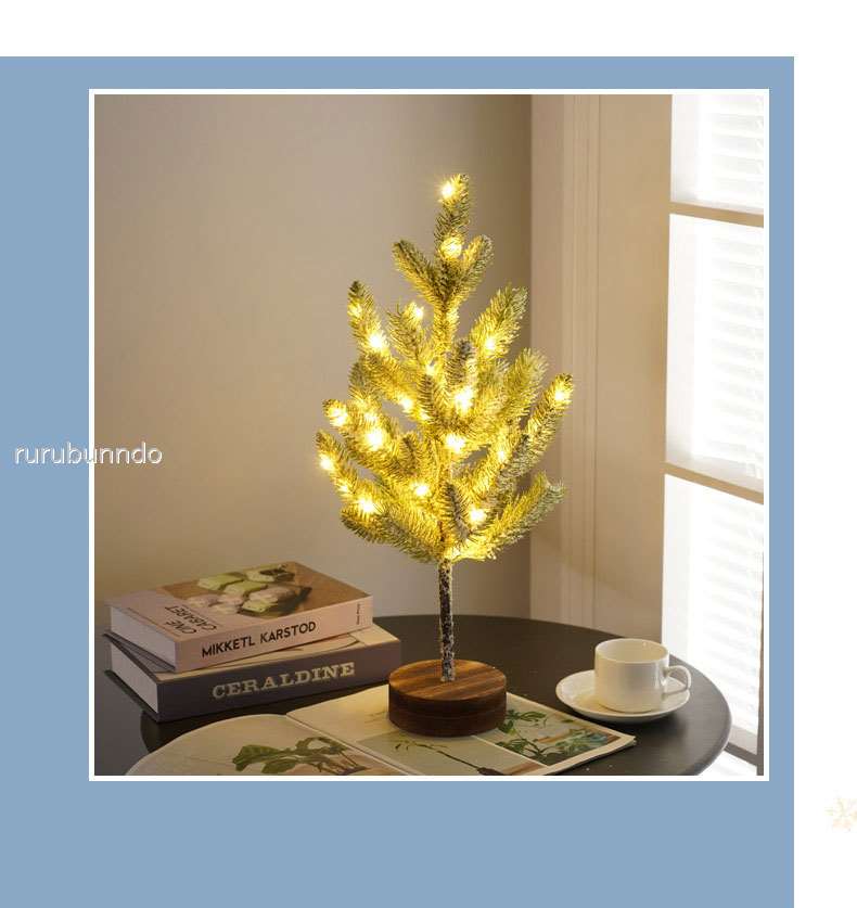 ミニクリスマスツリー クリスマス・ツリー 机の表面 雪化粧した木 アート 家 オフィス デスクトップ 装飾 卓上 飾り LED イルミネーション 光る 電池式  おしゃれ :109294twm:ルルランド 通販 