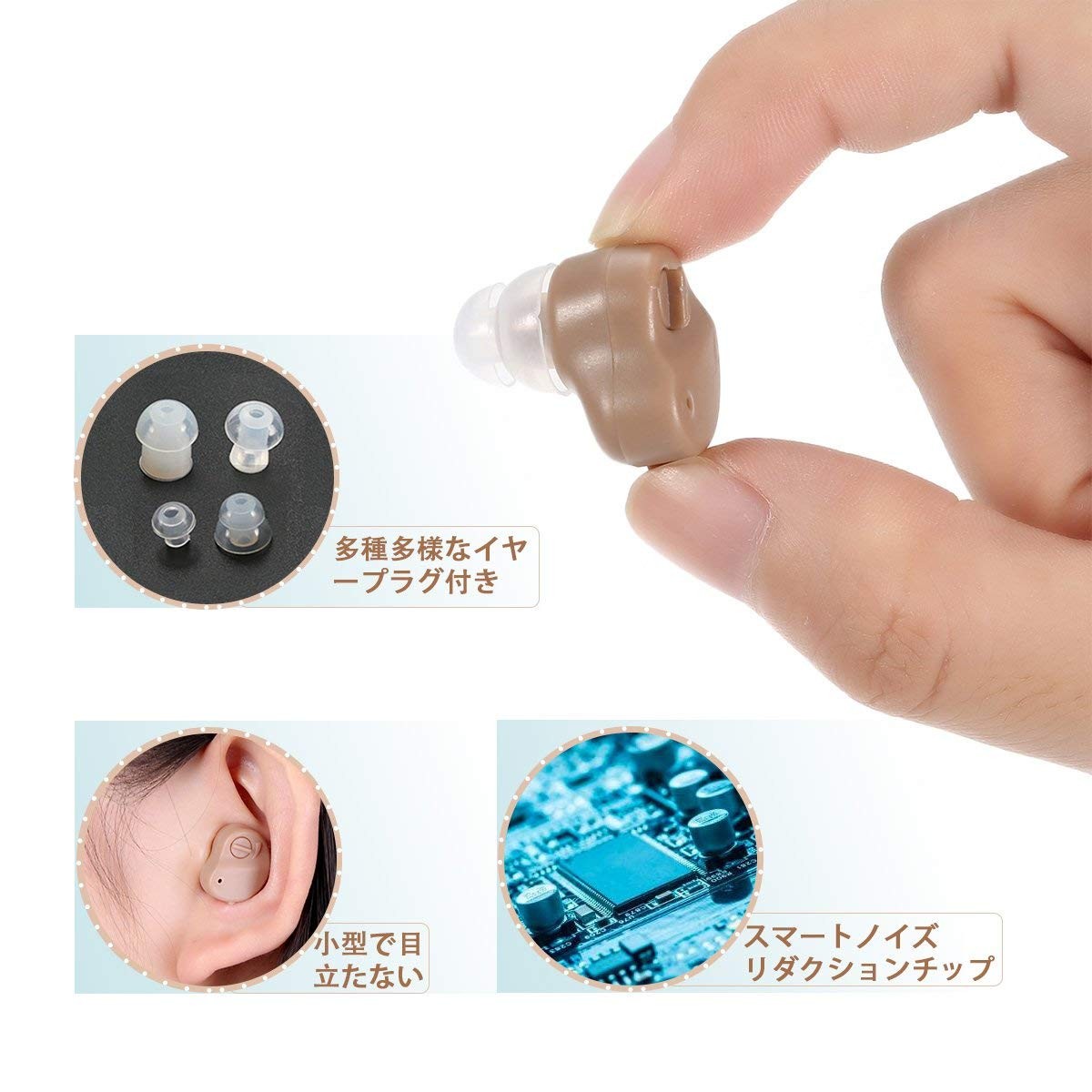 ロシヒ 補聴器 集音器 耳穴式補聴器 拡聴器 左右両用 軽量 電池式 イヤーピース大小4種 雑音抑え 肌色 電池2パックセット 日本語取扱説明書付き Ab ルルランド 通販 Yahoo ショッピング