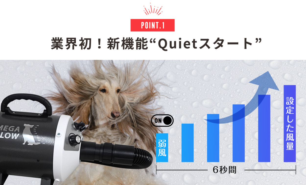 日本限定 ruru犬 ドライヤー メガブローZ 風量 温度無段階調節