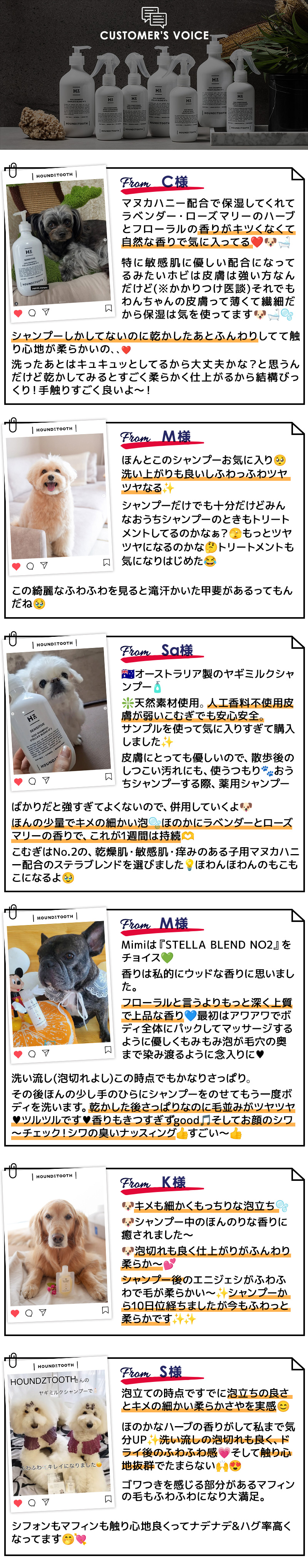 HOUNDZTOOTH 犬用　シャンプー お客様の声