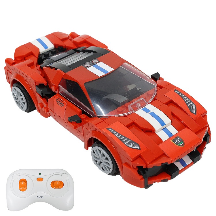 ラジコンカー 子供用 ラジコン 自動車 スポーツカー レースカー ブロック 組み立て おもちゃ レゴ 互換品 フェラーリ 488 ピスタ 知育ブロック LEGO プレゼント｜rush-mall｜02