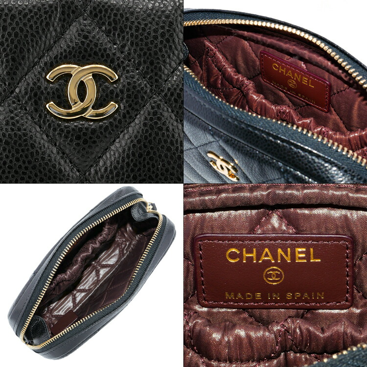 CHANEL ココマーク ミニ ポーチ キャビアスキン 小物入れ 箱付き 58 CHANEL シャネル ポーチ 小物入れ ココマーク キャビアスキン