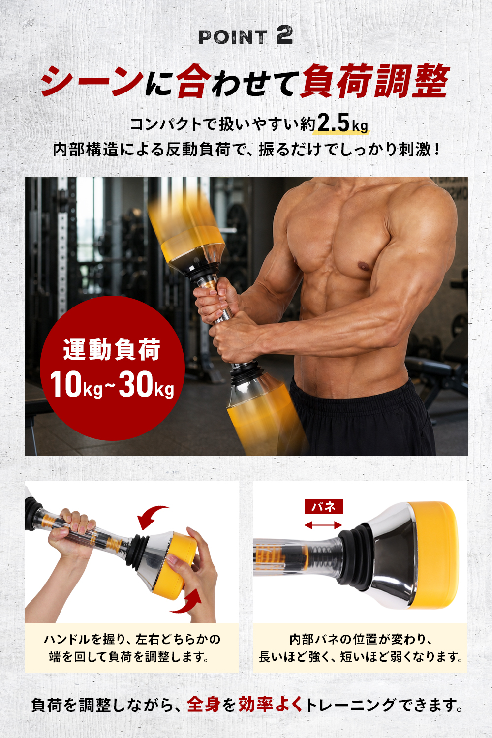 BODY RAJA ダンベル 可変式 振動 10〜30kg 負荷調整 動的負荷