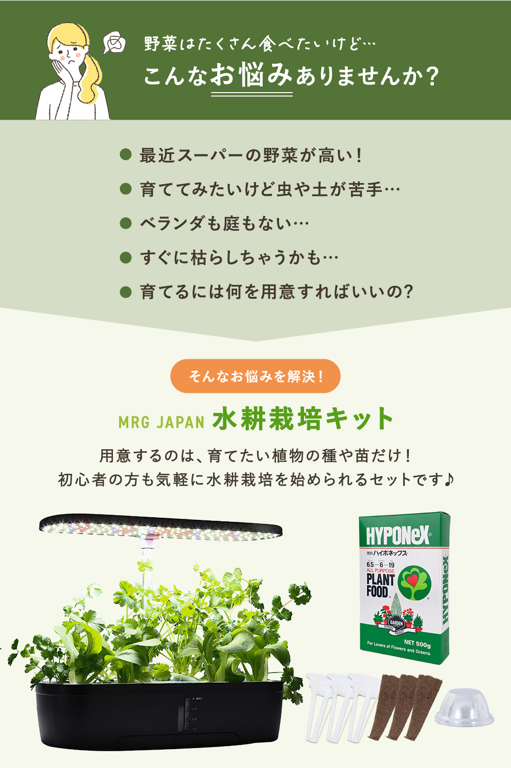 水耕栽培キット 家庭菜園 室内菜園 キット プランター栽培 植物ライト LEDライト付き 12穴 タイマー機能 日本製肥料付き ハイポネックス 家庭用 食育 野菜栽培 関連画像2