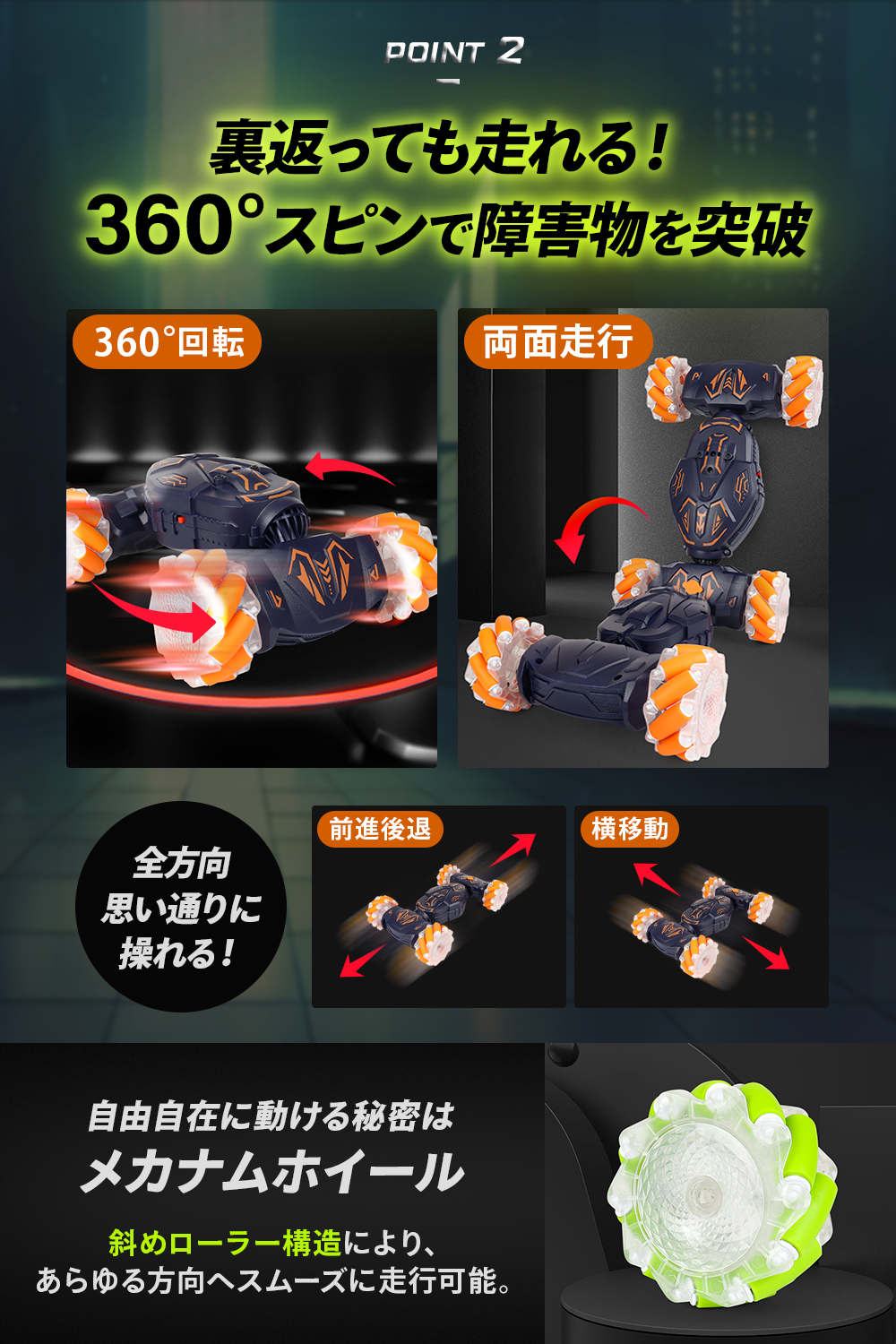 ラジコンカー オフロード 360度回転 ジェスチャー操作 充電式 子供向け