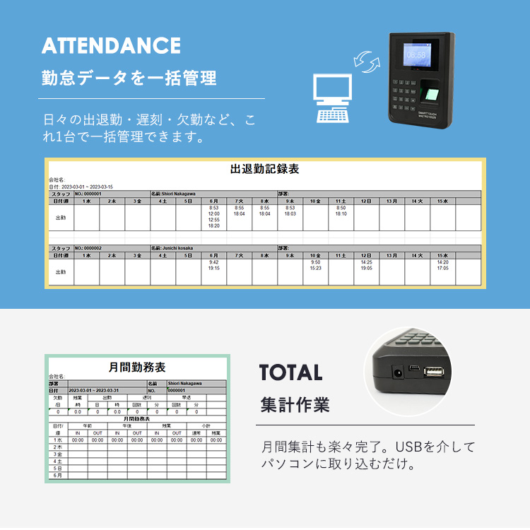 タイムレコーダー 非接触 カード認証 指紋認証 指紋認証式タイムレコーダー 勤怠管理 店舗 事務所 備品 経理 セキュリティ 防犯 飲食 90日保証  : recoder-001 : ラッシュモール - 通販 - Yahoo!ショッピング