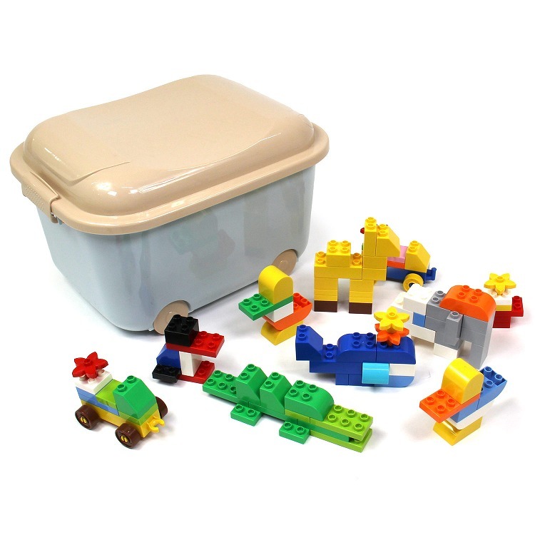 知育ブロック 266ピース 収納ケース付き デュプロ 互換 対応 サイズ LEGO レゴ ブロック 大きめ かわいい おもちゃ 子供の日 室内遊び おうち遊び クリスマス｜rush-mall｜02