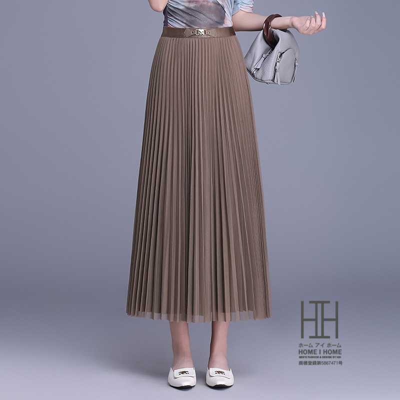 チュールスカート プリーツスカート レディース ミモレ丈 ワンポイント ウェストゴム 台形スカート プリーツスカート 体型カバー ゆったり ギャザー ストレッチ | ホームアイホーム | 03