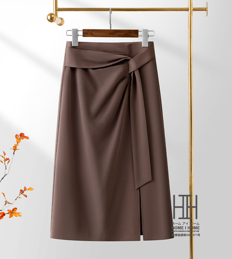 スーツスカート ロングスカート レディース ハイウエスト スリット アシンメトリー 非対称 不規則デザイン 通勤 スリット 体型カバー ミモレ丈 ロング Aライン | ホームアイホーム | 02