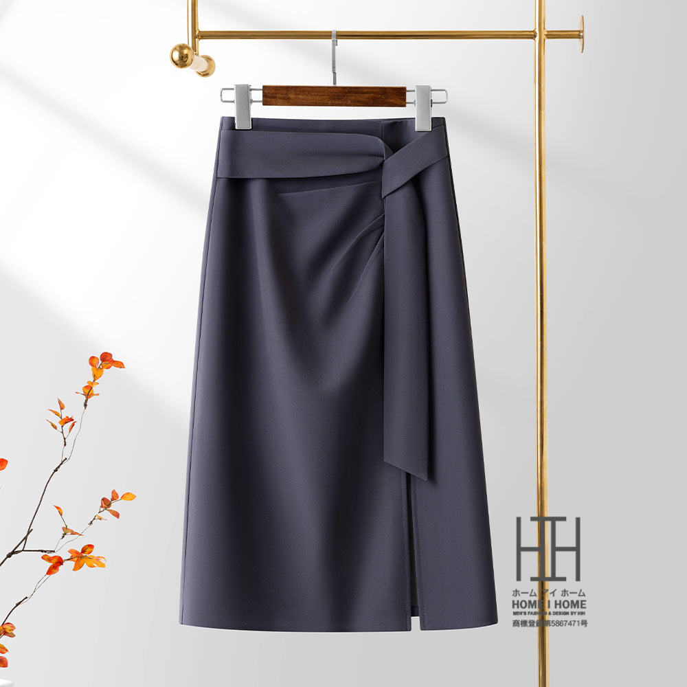 スーツスカート ロングスカート レディース ハイウエスト スリット アシンメトリー 非対称 不規則デザイン 通勤 スリット 体型カバー ミモレ丈 ロング Aライン | ホームアイホーム | 01