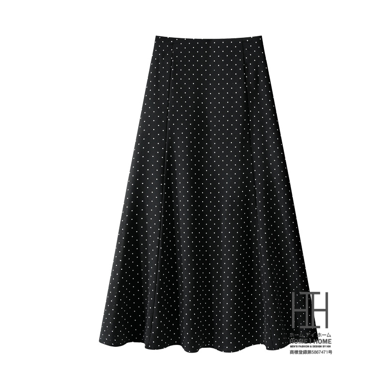 スカート オフィス レディース Aライン プリントスカート ロングスカート フレアスカート フレア ロング 水玉 柄 ドット 後ろゴム きれいめ オフィスカジュアル | ホームアイホーム | 01