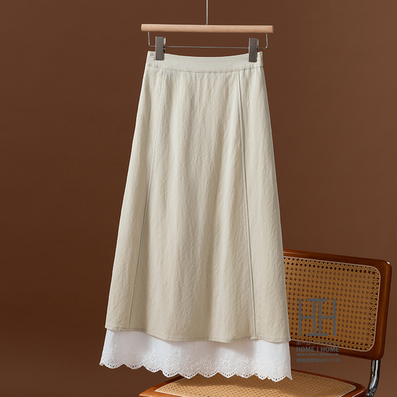 レースコンビ Aラインスカート aラインスカート ロング 台形スカート マキシ丈 体型カバー 大きいサイズ aライン 着痩せ 大人 おしゃれ 上品 可愛い カジュアル | ホームアイホーム | 02