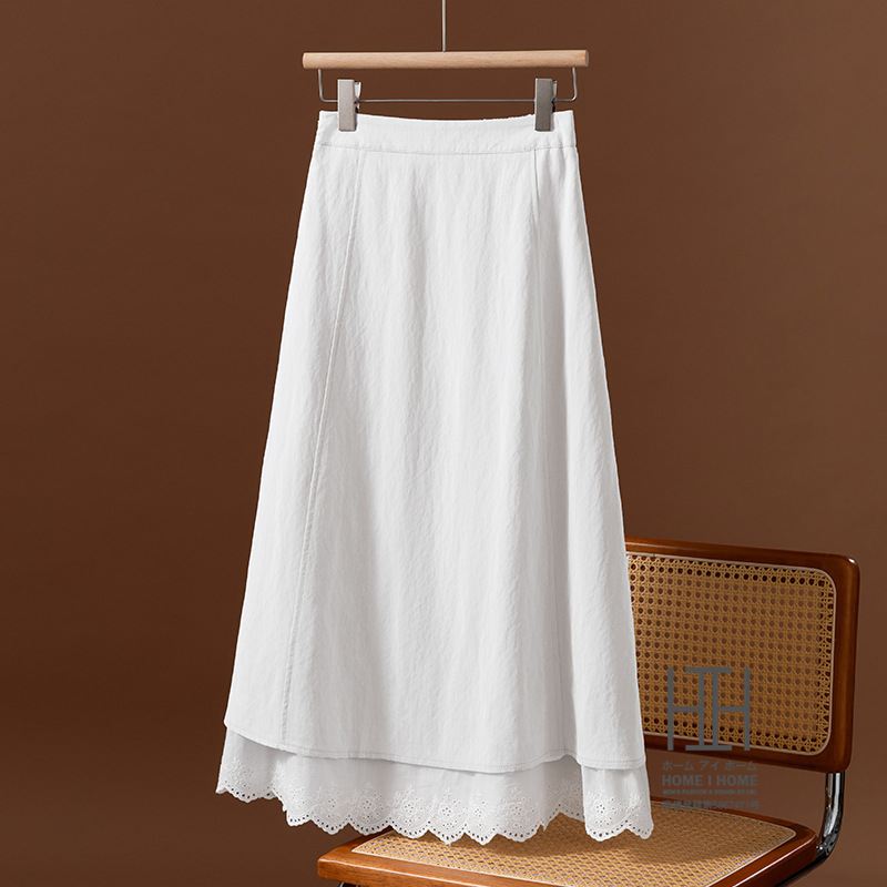 レースコンビ Aラインスカート aラインスカート ロング 台形スカート マキシ丈 体型カバー 大きいサイズ aライン 着痩せ 大人 おしゃれ 上品 可愛い カジュアル | ホームアイホーム | 01