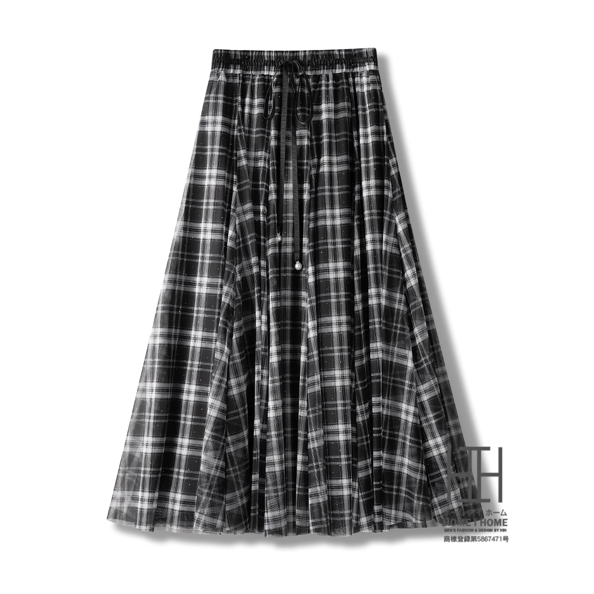 スカート 着痩せ 高見え チュールスカート チェック柄 ロング ボリューム チュール 春 夏 秋 冬 大人 フレアスカート aライン フレア 大きいサイズ 脚長効果 | ホームアイホーム | 01