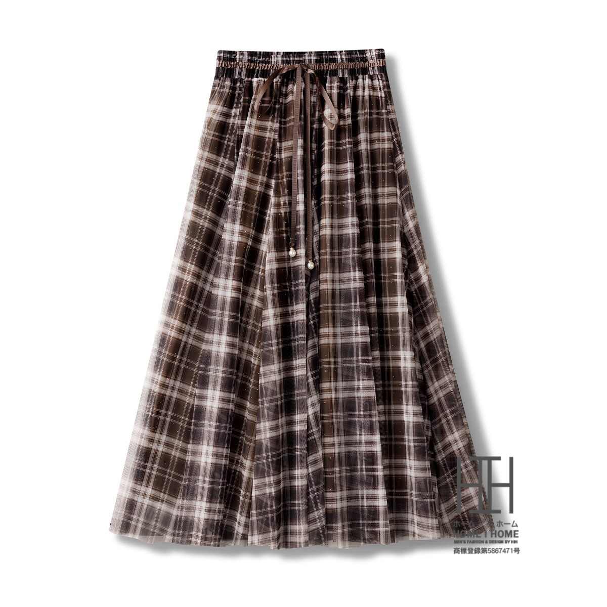 スカート 着痩せ 高見え チュールスカート チェック柄 ロング ボリューム チュール 春 夏 秋 冬 大人 フレアスカート aライン フレア 大きいサイズ 脚長効果 | ホームアイホーム | 02