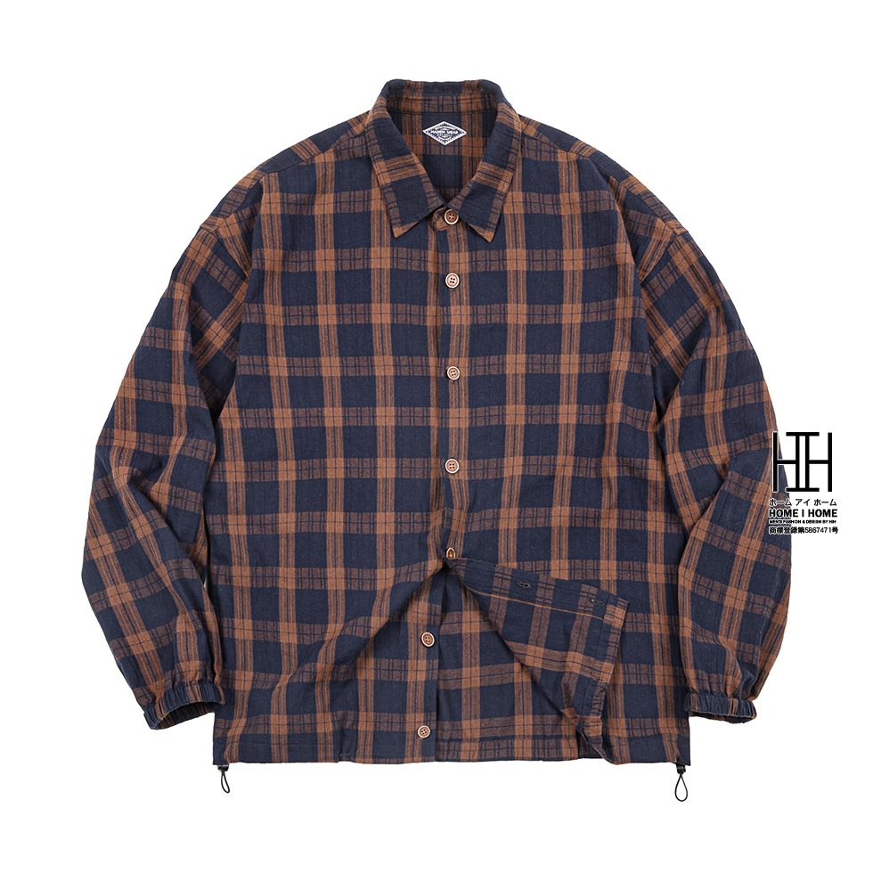 シャツ メンズ 長袖シャツ シャツジャケット チェック柄 アメカジ カジュアル ライトアウター 大きいサイズ ゆったり 立体感 凹凸感 ウェストドローコード 春 秋 | ホームアイホーム | 02