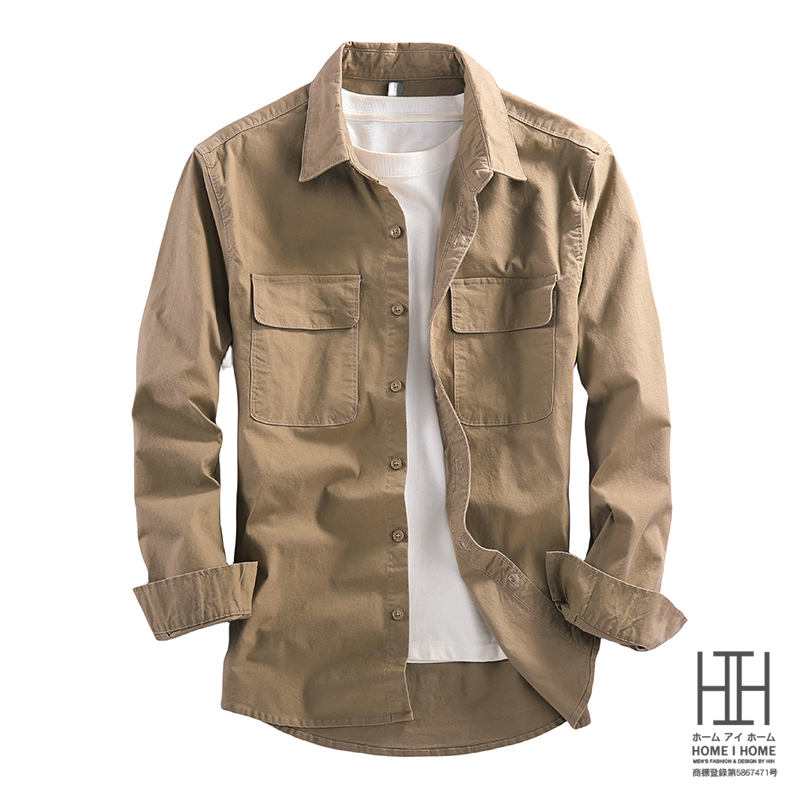 ワークシャツ シャツ メンズ 長袖 シャツジャケット 両ポケット 綿 100 厚手 レギュラーカラー 春服 秋服 ライトアウター 羽織り トップス | ホームアイホーム | 03