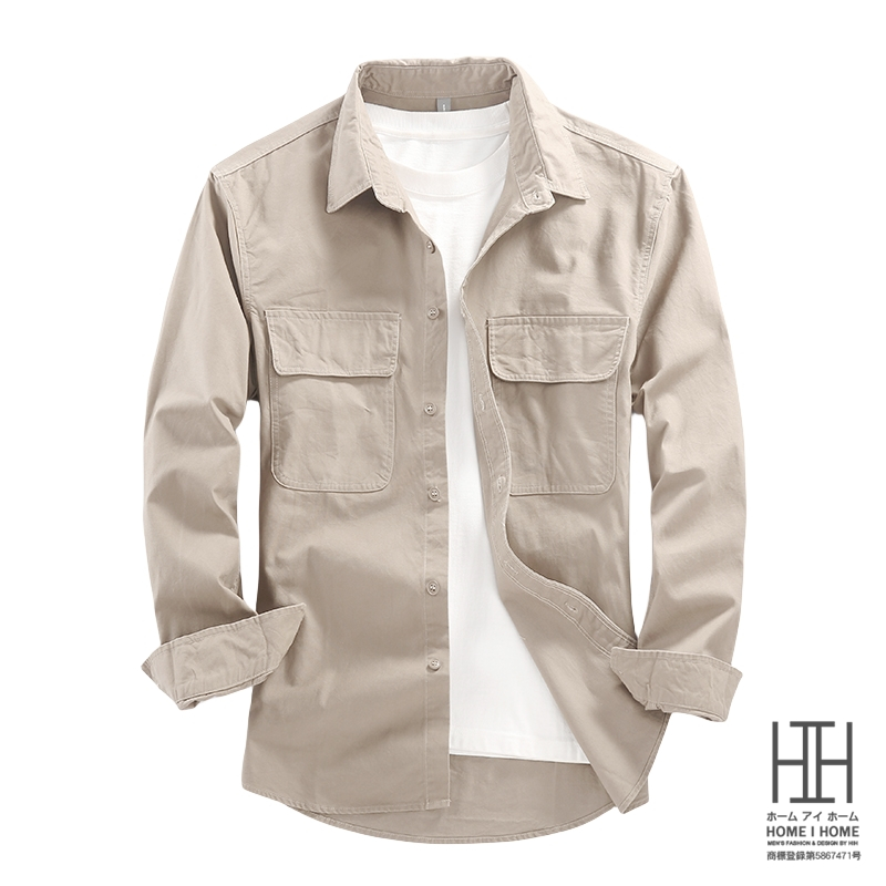 ワークシャツ シャツ メンズ 長袖 シャツジャケット 両ポケット 綿 100 厚手 レギュラーカラー 春服 秋服 ライトアウター 羽織り トップス | ホームアイホーム | 02